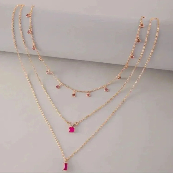 Gold, stainless steel, Creative retro imitation gemstone pendant multilayered - Picture 2 of 3